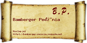 Bamberger Peónia névjegykártya